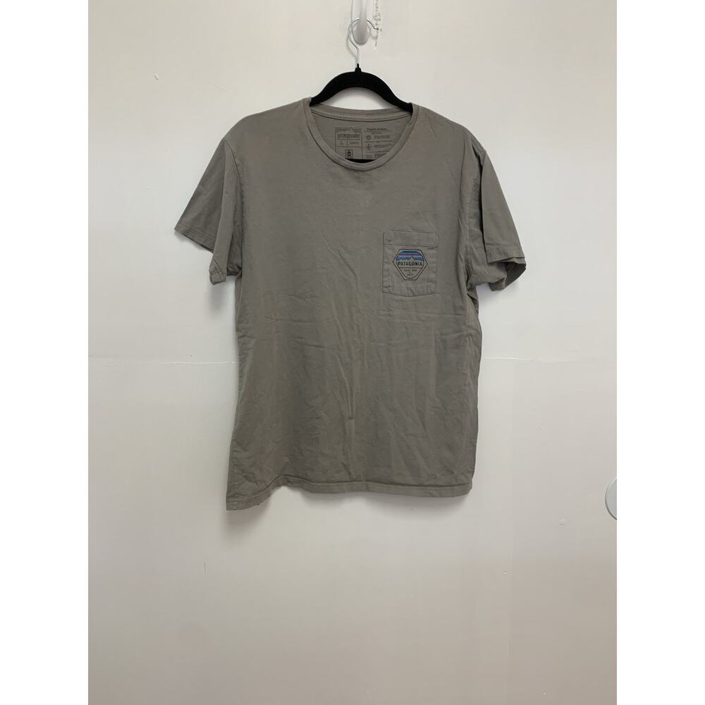 Patagonia T Shirt Mens Large Grey Logo Spellout Organic Cotton Slim Fit